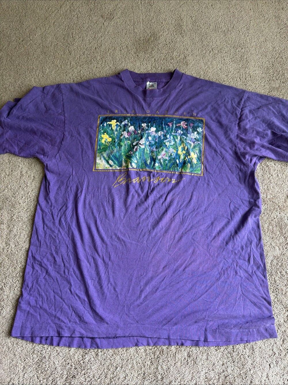 Vintage 90’s Brian Mahieu Iris Floral Art Print Shirt Size XL Single Stitch